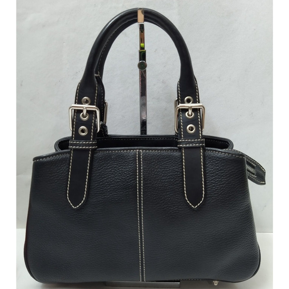 Dooney & Bourke Black Pebbled Leather Double Handle Satchel Bag - Picture 1 of 16